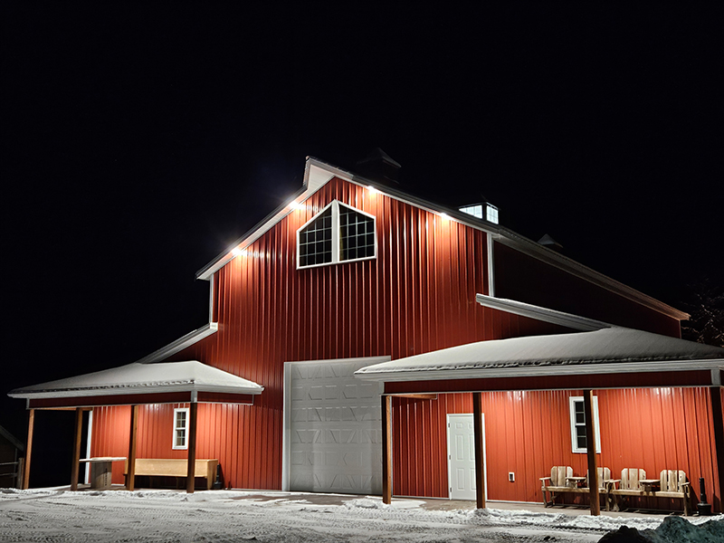 Barn-Venue-1 A shot of Crooked Tree Acres at night in winter.